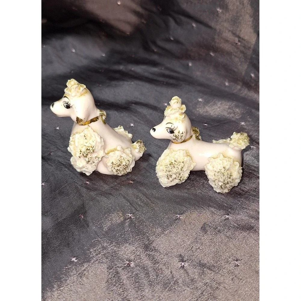 Set of Two Vintage 1950s Spaghetti glass Glass Poodle Figurines